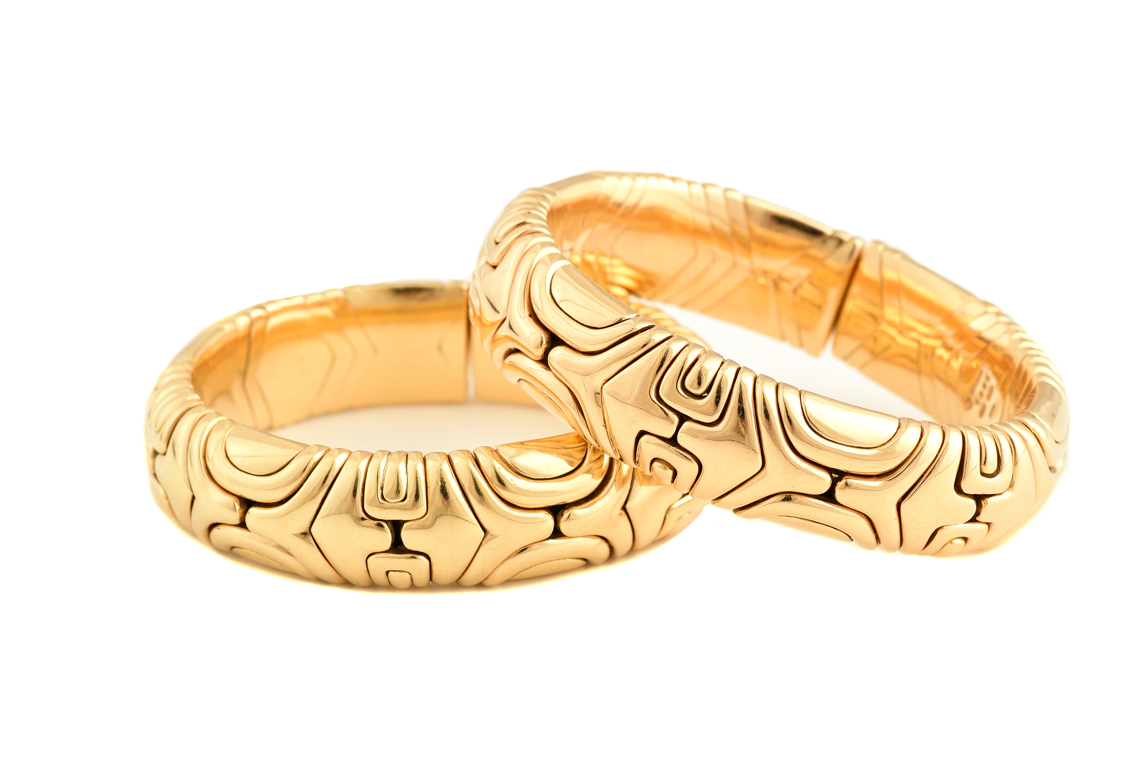 Pair of Bulgari Parentesi 18k Yellow Gold Bracelets.