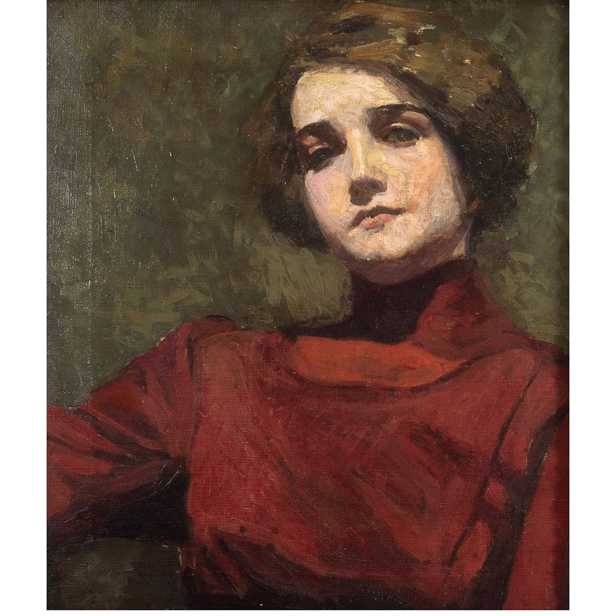 AMERICAN SCHOOL (Late 19th/ Early 20th Century), Portrait of Woman in Red.