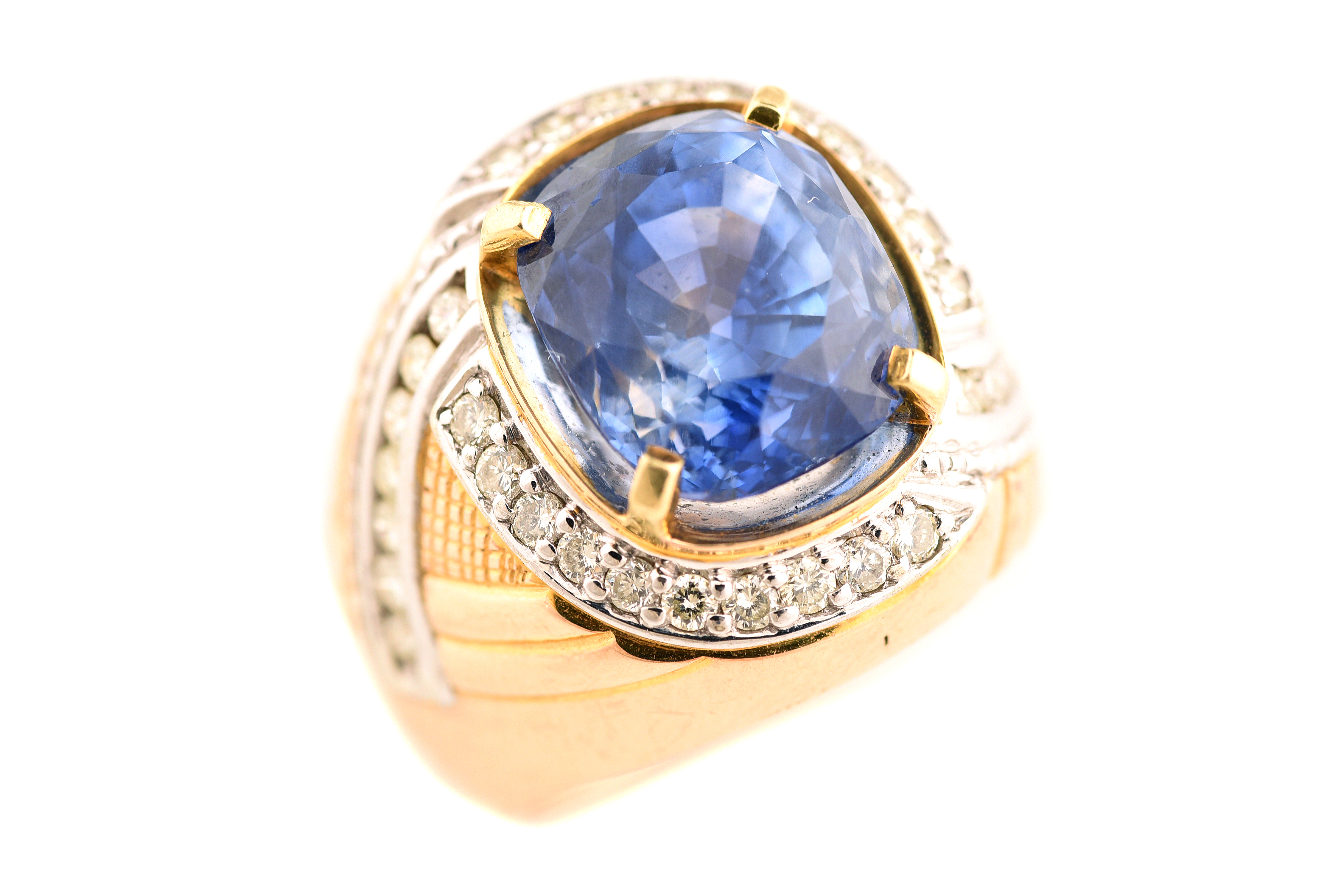 Sapphire, Diamond, 14k Yellow and White Gold Ring