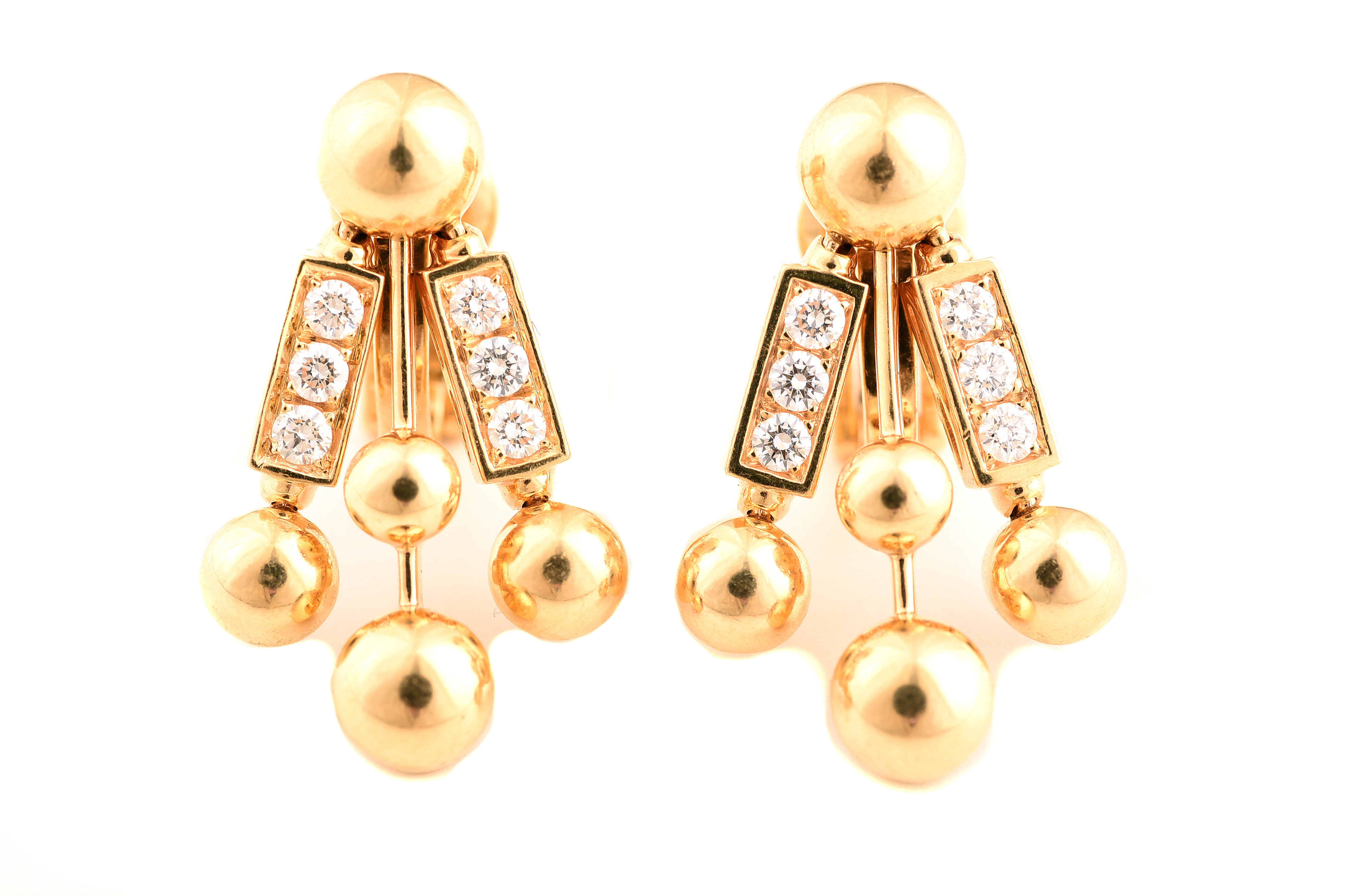 Pair of Bulgari Diamond, 18k Yellow Gold Ear Clips.
